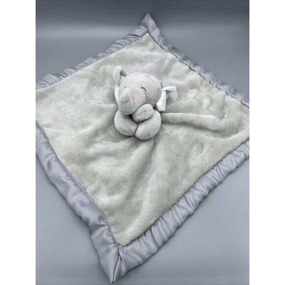 Carter's Gray Elephant Plush Lovey Security Blanket Silky 14" Square Baby Toy - Picture 1 of 4
